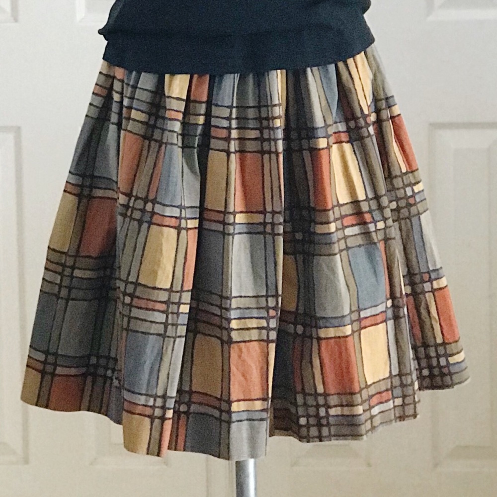 VINTAGE Cotton Autumn Color Skirt - 23" Waist xs - Picture 4 of 8
